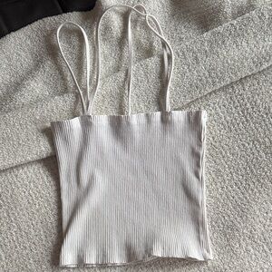 Elegant White Ribbed Women's Top
